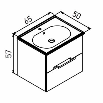 Тумба с раковиной Orka (Орка) Lodi 65 подвесная, белый, черный 5005882