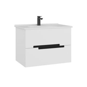 Тумба с раковиной Orka (Орка) Lodi 80 подвесная, белый, черный 5005885