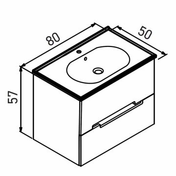 Тумба с раковиной Orka (Орка) Lodi 80 подвесная, белый, черный 5005885