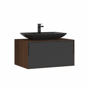 Тумба с раковиной Orka Craft 80 подвесная, орех/антрацит 5003987