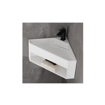 Тумба с раковиной Abber (Аббер) Stein AS2653 подвесная, угловая, белая матовая