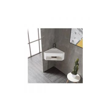 Тумба с раковиной Abber (Аббер) Stein AS2653 подвесная, угловая, белая матовая