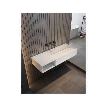 Тумба с раковиной Abber (Аббер) Stein AS2640-1.0 L подвесная, белая матовая