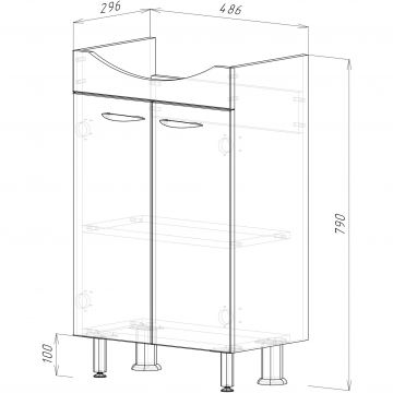 Тумба EvaGold (Еваголд) Ника 50 83х51х41.5 см, белый (EG010088) раковина в комплект не входит