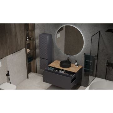 Тумба под раковину Jorno (Жорно) Cossety 100 см подвесная антрацит (без раковины) (Coss.01.100/P/A-DZ/JR)