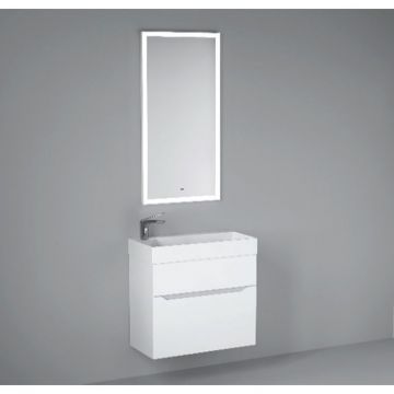 Тумба Jorno (Жорно) Folk 55 см подвесная белая белая (без раковины) (Folk.01.55/P/W/JR)