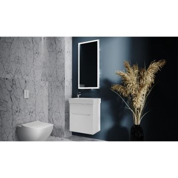 Тумба Jorno (Жорно) Folk 55 см подвесная белая белая (без раковины) (Folk.01.55/P/W/JR)