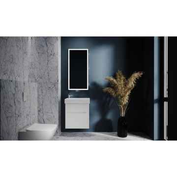 Тумба Jorno (Жорно) Folk 55 см подвесная белая белая (без раковины) (Folk.01.55/P/W/JR)