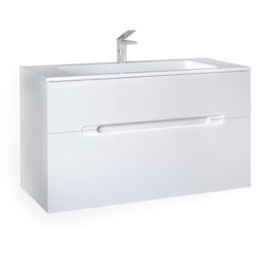 Тумба под раковину Jorno (Жорно) Modul 100 см подвесная белый (без раковины) (Mоl.01.97/P/W)