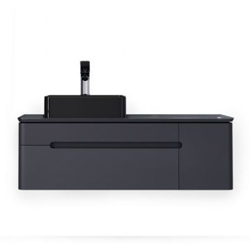 Тумба под раковину Jorno (Жорно) Shine 100 см с МФМ подвесная антрацит (без раковины) (Shi.01.100-M/P/A)