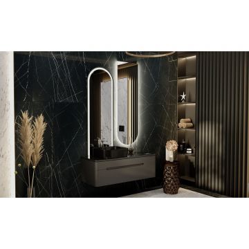 Тумба под раковину Jorno (Жорно) Shine 100 см с МФМ подвесная антрацит (без раковины) (Shi.01.100-M/P/A)