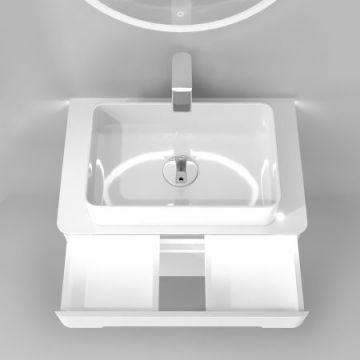 Тумба под раковину Jorno (Жорно) Shine 75 см подвесная белый (без раковины) (Shi.01.75/P/W)