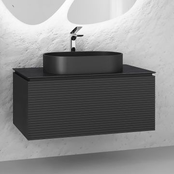 Тумба под раковину Jorno (Жорно) Stone 100 см антрацит (без раковины) (Stn.01.100/P/A/JR)