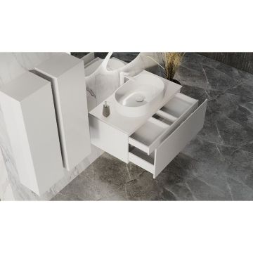 Тумба под раковину Jorno Stone 100 см белый (без раковины) (Stn.01.100/P/W/JR)