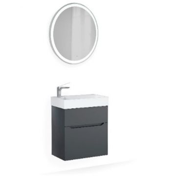 Тумба под раковину Jorno (Жорно) Folk 65 см подвесная антрацит (без раковины) (Folk.01.65/P/A/JR)