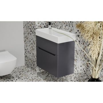 Тумба под раковину Jorno (Жорно) Folk 65 см подвесная антрацит (без раковины) (Folk.01.65/P/A/JR)