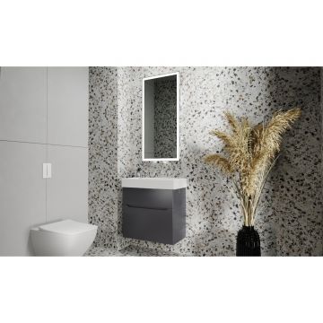 Тумба под раковину Jorno (Жорно) Folk 65 см подвесная антрацит (без раковины) (Folk.01.65/P/A/JR)