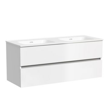 Тумба подвесная Sancos (Санкос) Urban 1190х450х550 мм, c двумя ящиками оснащенными доводчиками, белый глянец, (без раковины) (UR120-2W)