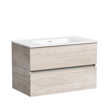Тумба подвесная Sancos Urban 790х450х550 мм, c двумя ящиками оснащенными доводчиками, дуб галифакс натуральный, (без раковины) (UR80EG)