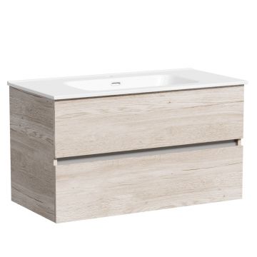 Тумба подвесная Sancos (Санкос) Urban 890х450х550 мм, c двумя ящиками оснащенными доводчиками, дуб галифакс натуральный, (без раковины) (UR90EG)