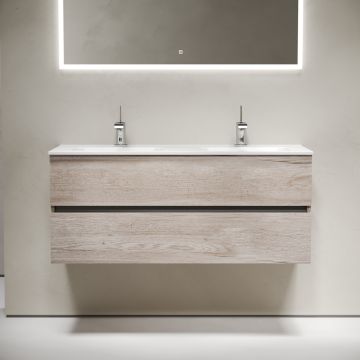 Тумба подвесная Sancos Urban 1190х450х550 мм, c двумя ящиками оснащенными доводчиками, дуб галифакс натуральный, (без раковины) (UR120-2EG)