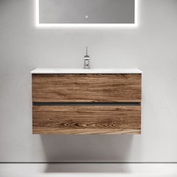 Тумба подвесная Sancos Urban 990х450х550 мм, c двумя ящиками оснащенными доводчиками, дуб чарльстон, (без раковины) (UR90ECH)