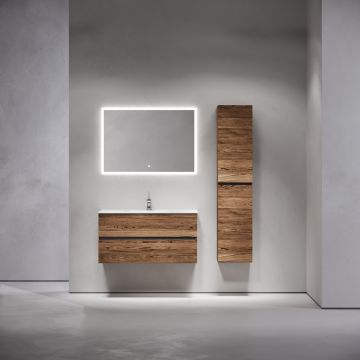 Тумба подвесная Sancos (Санкос) Urban 990х450х550 мм, c двумя ящиками оснащенными доводчиками, дуб чарльстон, (без раковины) (UR100ECH)