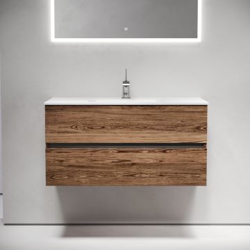 Тумба подвесная Sancos (Санкос) Urban 990х450х550 мм, c двумя ящиками оснащенными доводчиками, дуб чарльстон, (без раковины) (UR100ECH)