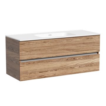 Тумба подвесная Sancos Urban 1190х450х550 мм, c двумя ящиками оснащенными доводчиками, дуб чарльстон, (без раковины) (UR120-1ECH)