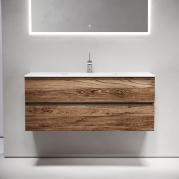 Тумба подвесная Sancos Urban 1190х450х550 мм, c двумя ящиками оснащенными доводчиками, дуб чарльстон, (без раковины) (UR120-1ECH)
