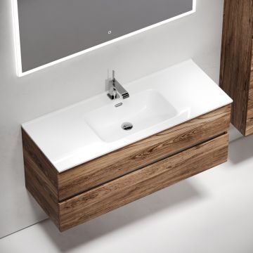 Тумба подвесная Sancos Urban 1190х450х550 мм, c двумя ящиками оснащенными доводчиками, дуб чарльстон, (без раковины) (UR120-1ECH)