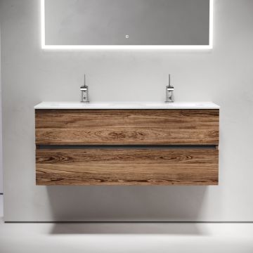 Тумба подвесная Sancos (Санкос) Urban 1190х450х550 мм, c двумя ящиками оснащенными доводчиками, дуб чарльстон, (без раковины) (UUR120-2ECH)