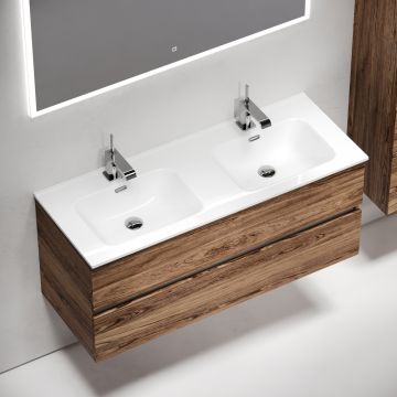 Тумба подвесная Sancos (Санкос) Urban 1190х450х550 мм, c двумя ящиками оснащенными доводчиками, дуб чарльстон, (без раковины) (UUR120-2ECH)