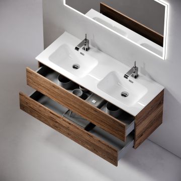 Тумба подвесная Sancos (Санкос) Urban 1190х450х550 мм, c двумя ящиками оснащенными доводчиками, дуб чарльстон, (без раковины) (UUR120-2ECH)