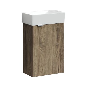 Тумба подвесная Sancos (Санкос) Mini 355х205х500 мм, с распашной дверцей, внутри 1 полка, дуб чарльстон, (без раковины) (MN35ECHR)