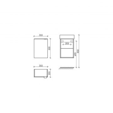 Тумба подвесная Sancos (Санкос) Mini 355х205х500 мм, с распашной дверцей, внутри 1 полка, дуб чарльстон, (без раковины) (MN35ECHL)