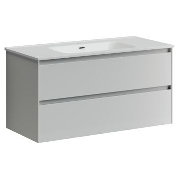 Тумба подвесная Sancos (Санкос) Cento 990х450х500 мм, c двумя ящиками оснащенными доводчиками, белый глянец, (без раковины) (CN100W)
