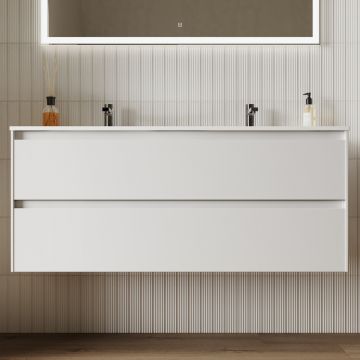 Тумба подвесная Sancos (Санкос) Cento 1190х450х500 мм, c двумя ящиками оснащенными доводчиками, белый глянец, (без раковины) (CN120-2W)