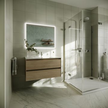 Тумба подвесная Sancos (Санкос) Cento 890х450х500 мм, c двумя ящиками оснащенными доводчиками, карпатская ель, (без раковины) (CN90KE)