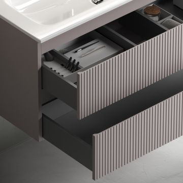 Тумба подвесная Sancos (Санкос) Snob T 1195х445х500 мм, c двумя ящиками оснащенными доводчиками, Doha Soft, (без раковины) (SNT120SM)