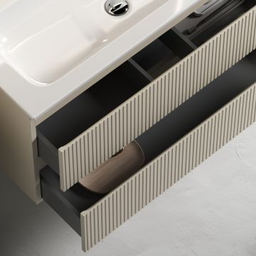 Тумба подвесная Sancos (Санкос) Snob T 1195х445х500 мм, c двумя ящиками оснащенными доводчиками, Beige Soft, (без раковины) (SNT120CE)