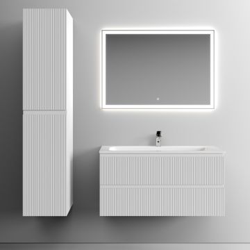 Тумба подвесная Sancos Snob T 995х445х500 мм, c двумя ящиками оснащенными доводчиками, Bianco, (без раковины) (SNT100W)