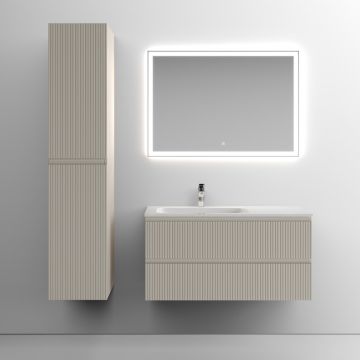 Тумба подвесная Sancos Snob T левая 995х445х500 мм, c двумя ящиками оснащенными доводчиками, Beige Soft, (без раковины) (SNT100LCE)