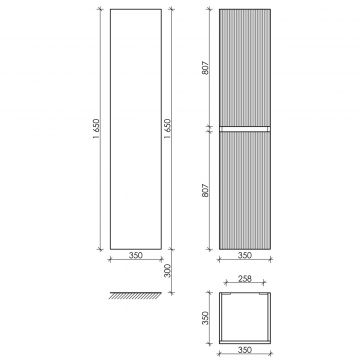 Шкаф-пенал Sancos (Санкос) Snob R подвесной Beige Soft, 350х350х1650 мм, (PSNR35CE)