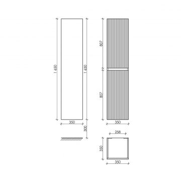Шкаф-пенал Sancos (Санкос) Snob R подвесной Bianco, 350х350х1650 мм, (PSNR35W)