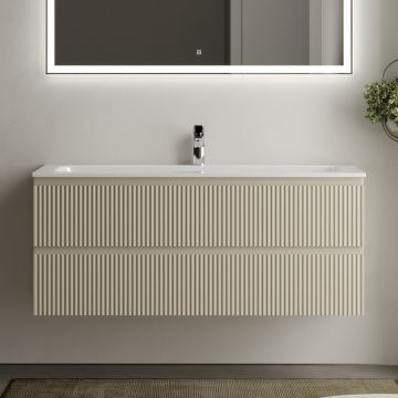 Тумба подвесная Sancos Snob R 1195х445х500 мм, c двумя ящиками оснащенными доводчиками, Beige Soft, (без раковины) (SNR120CE)