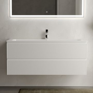 Тумба подвесная Sancos Snob R 1195х445х500 мм, c двумя ящиками оснащенными доводчиками, Bianco, (без раковины) (SNR120W)