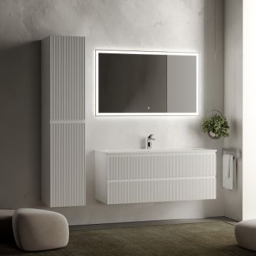 Тумба подвесная Sancos Snob R 1195х445х500 мм, c двумя ящиками оснащенными доводчиками, Bianco, (без раковины) (SNR120W)