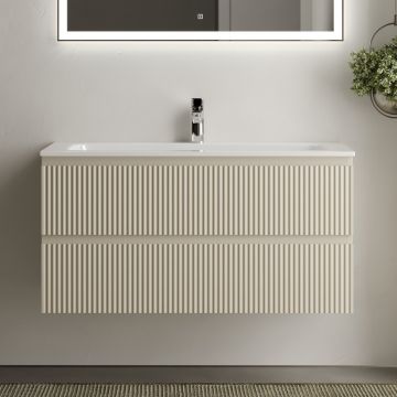 Тумба подвесная Sancos (Санкос) Snob R 995х445х500 мм, c двумя ящиками оснащенными доводчиками, Beige Soft, (без раковины) (SNR100CE)