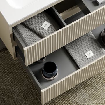 Тумба подвесная Sancos (Санкос) Snob R 995х445х500 мм, c двумя ящиками оснащенными доводчиками, Beige Soft, (без раковины) (SNR100CE)